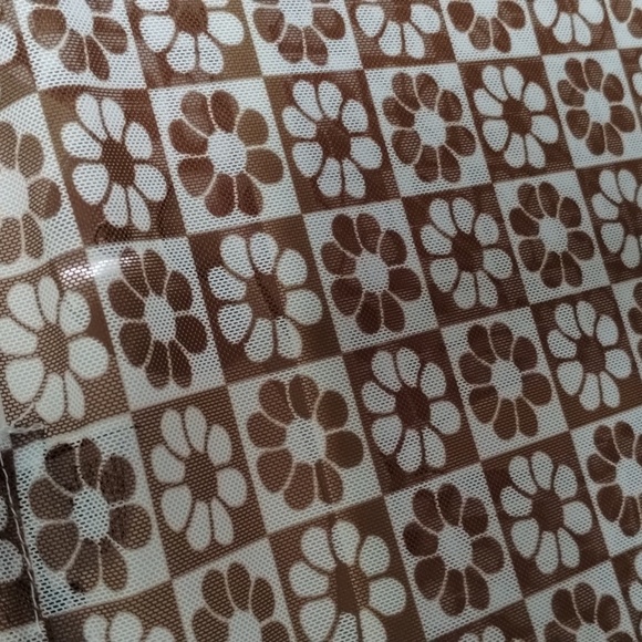 Rue21 brown white floral print mesh long sleeve crop top button down sheer - Picture 4 of 9